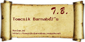 Tomcsik Barnabás névjegykártya